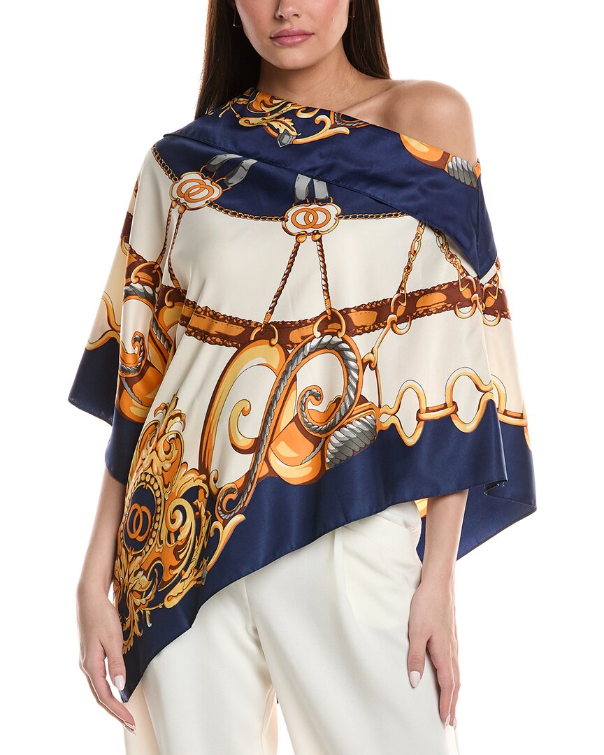 La Fiorentina Chain Print Poncho In Blue