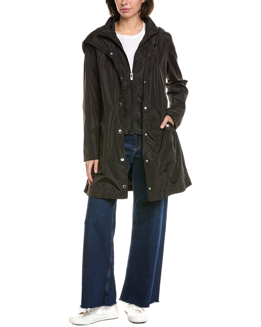 Via Spiga Packable Rain Jacket In Black