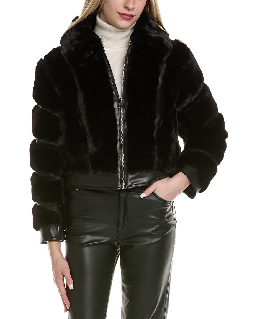 Stella + Lorenzo Short Puffer Jacket In Black