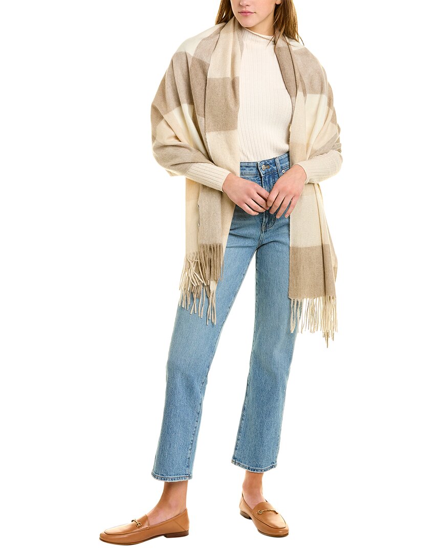In2 By Incashmere Check Cashmere Wrap In Beige