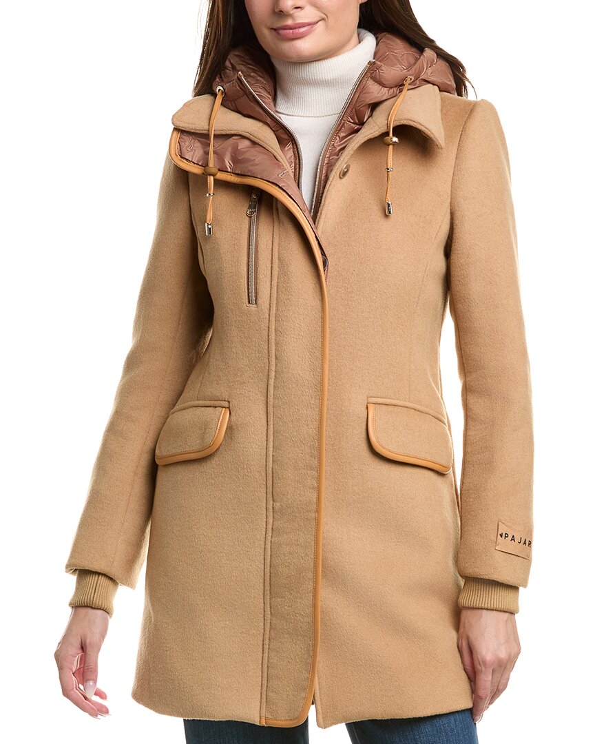 Pajar Button Front Wool-blend Coat In Nude