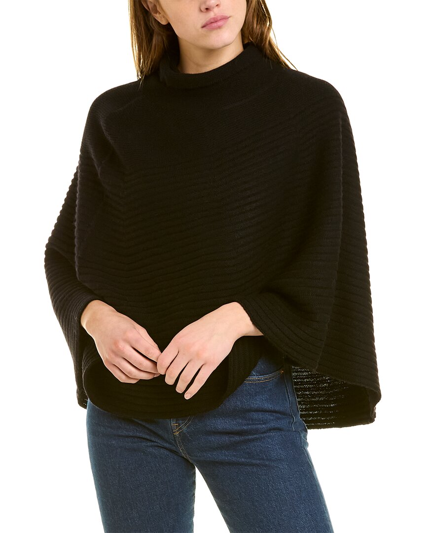 Forte Cashmere Circular Wool & Cashmere-blend Poncho In Black