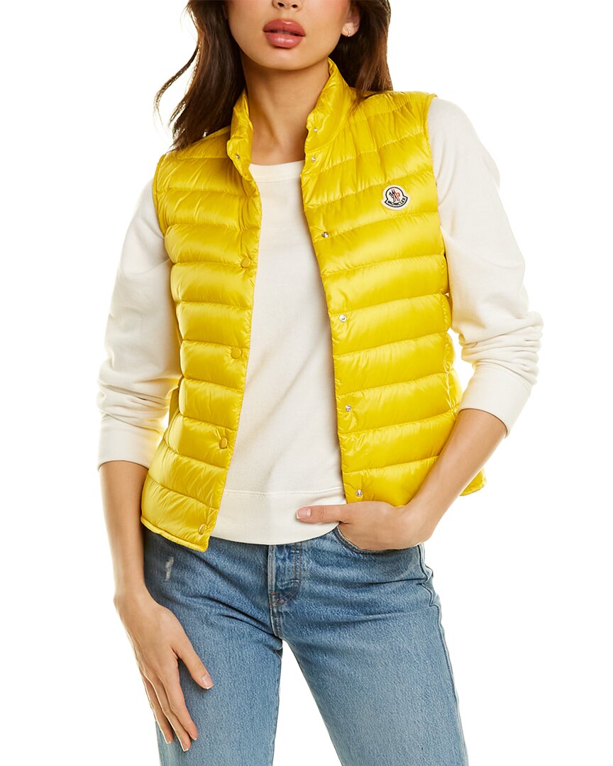 Moncler Liane Quilted Down Puffer Vest In Yellow