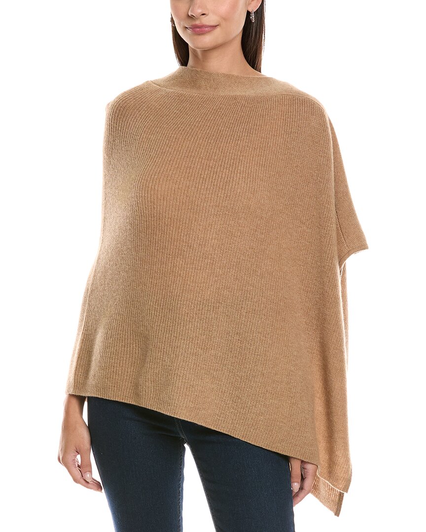 Forte Cashmere Rib Trim Cashmere Poncho In Brown