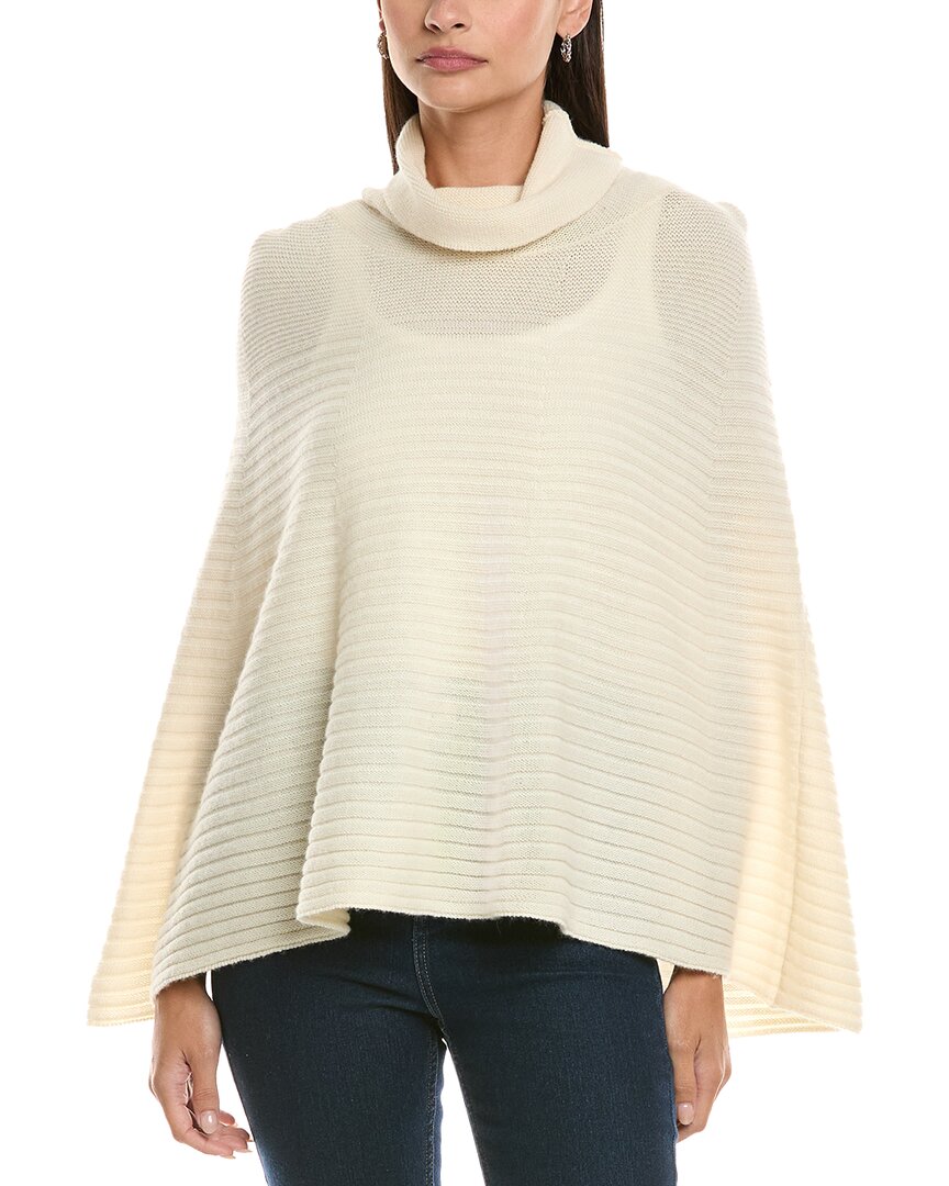 Forte Cashmere Circular Rib Cashmere & Wool-blend Poncho In White