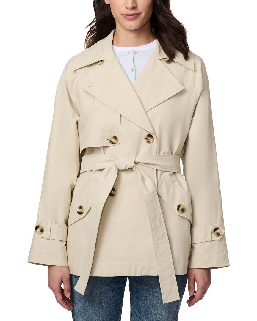 Bernardo Short Belted Trench Coat In Brown