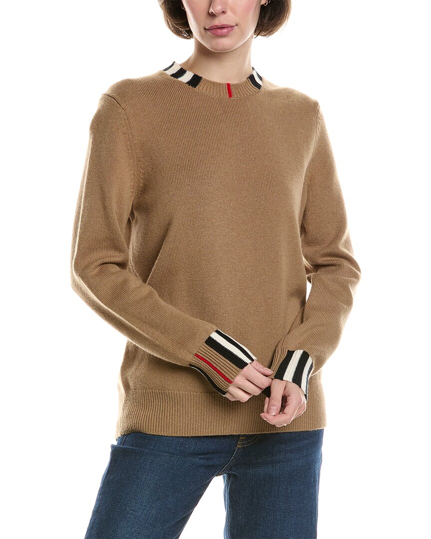 Burberry Check Wool & Cashmere-blend Sweater In Brown