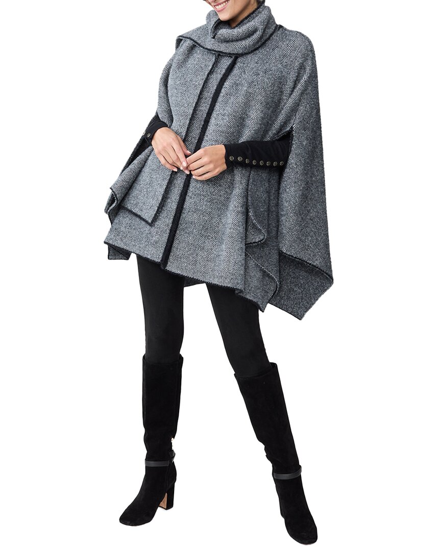 J.mclaughlin Aspen Wool & Cashmere-blend Poncho In Black