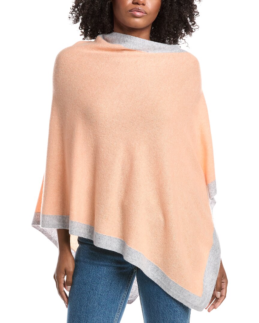 Forte Cashmere Contrast Trim Cashmere Poncho