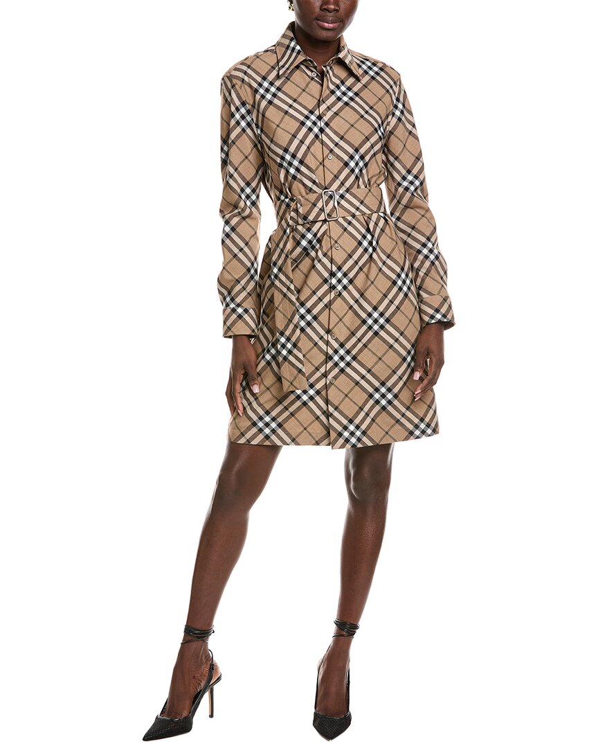 Burberry Check Wool-blend Trench Coat In Brown