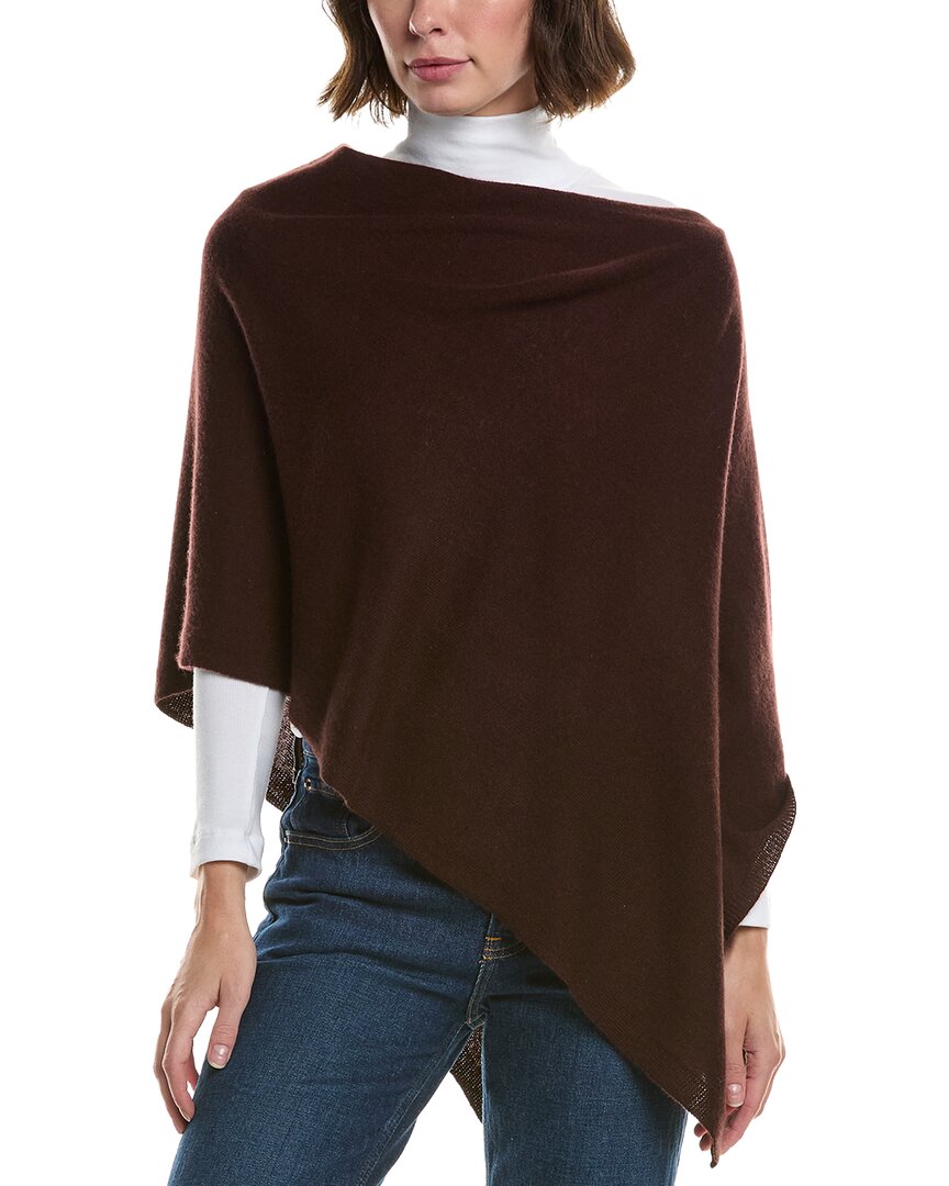 Sofia Cashmere Sofiacashmere Jersey Solid Wool & Cashmere-blend Poncho In Brown