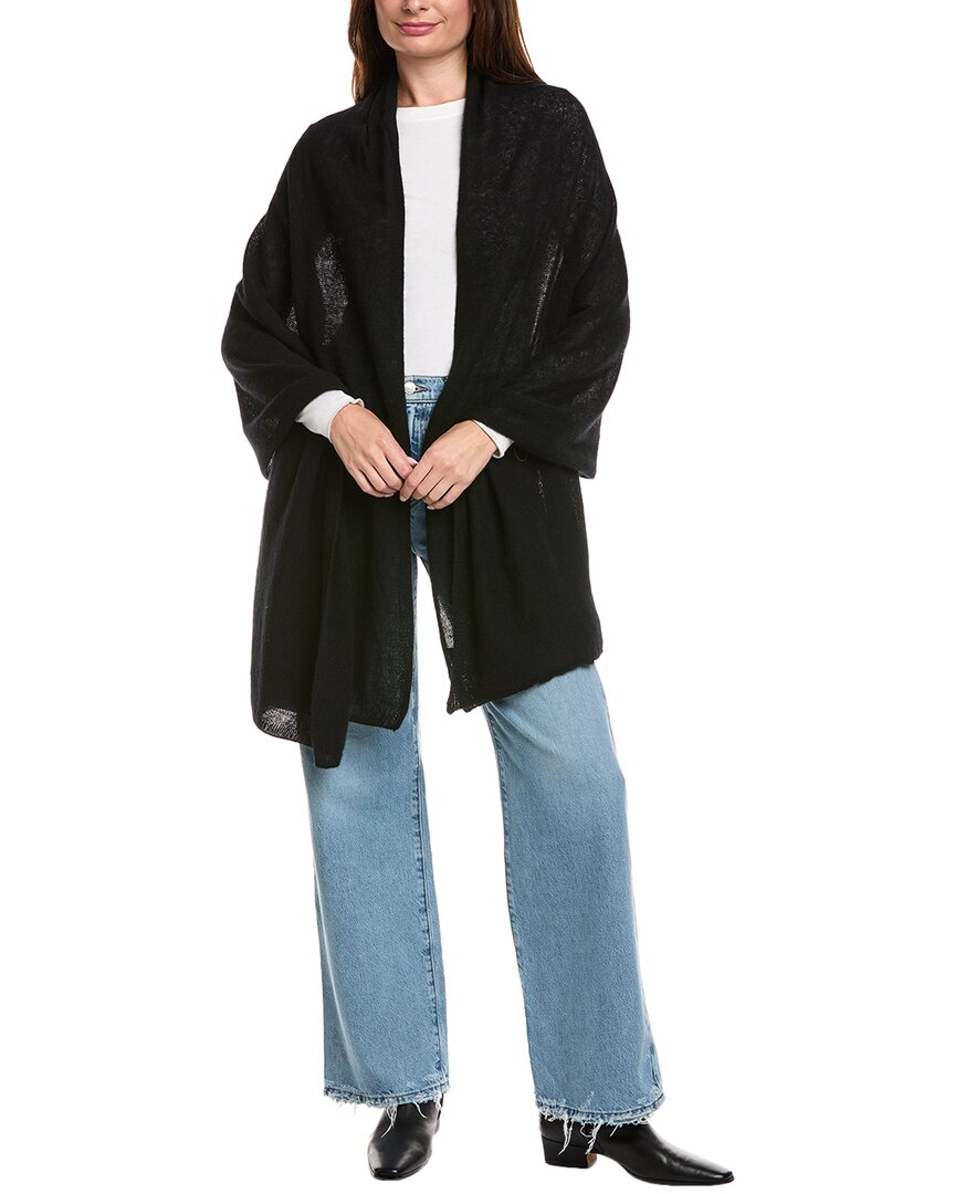 Amicale Cashmere Feather Weight Cashmere Travel Wrap In Black