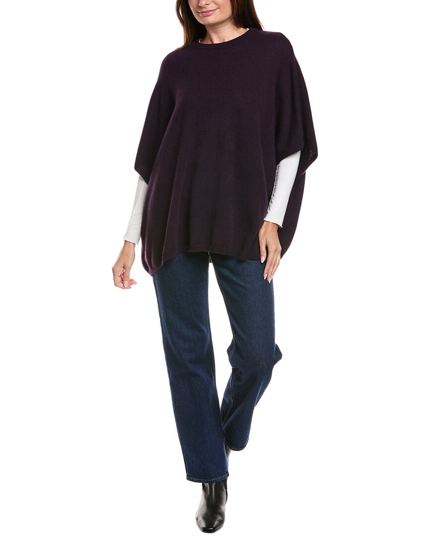 Amicale Cashmere Knit Crewneck Cashmere Poncho In Red