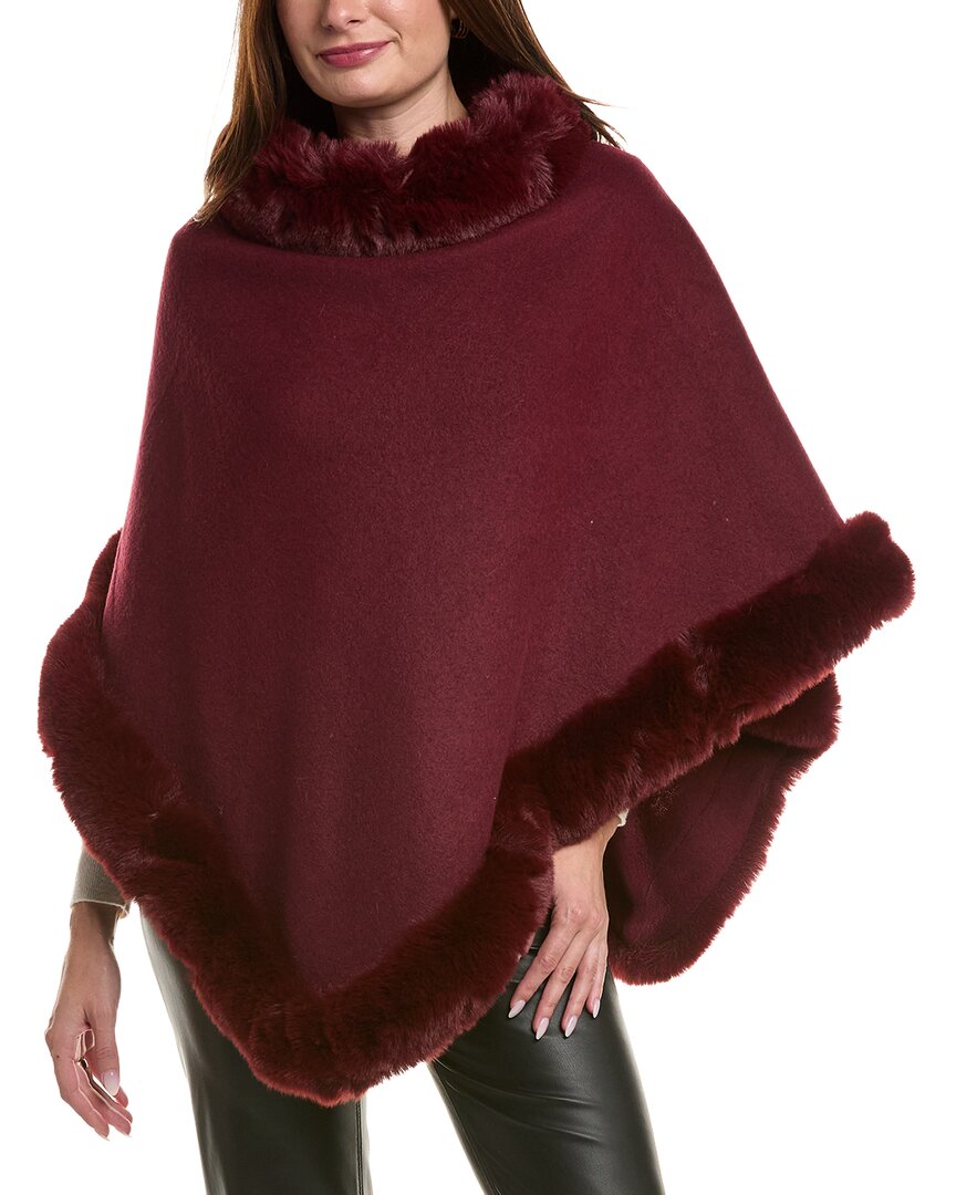 Surell Accessories Knit Poncho In Red