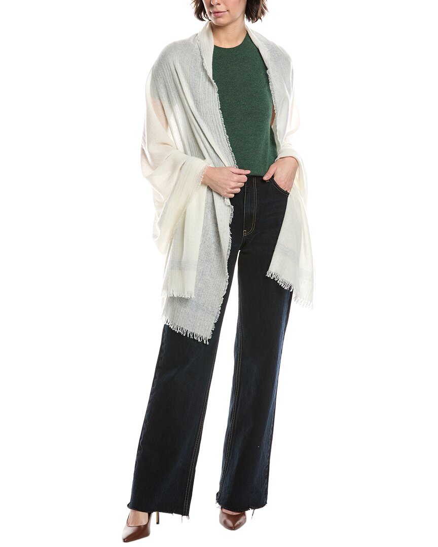 Vince Lightweight Border Stripe Cashmere Wrap In Neutral
