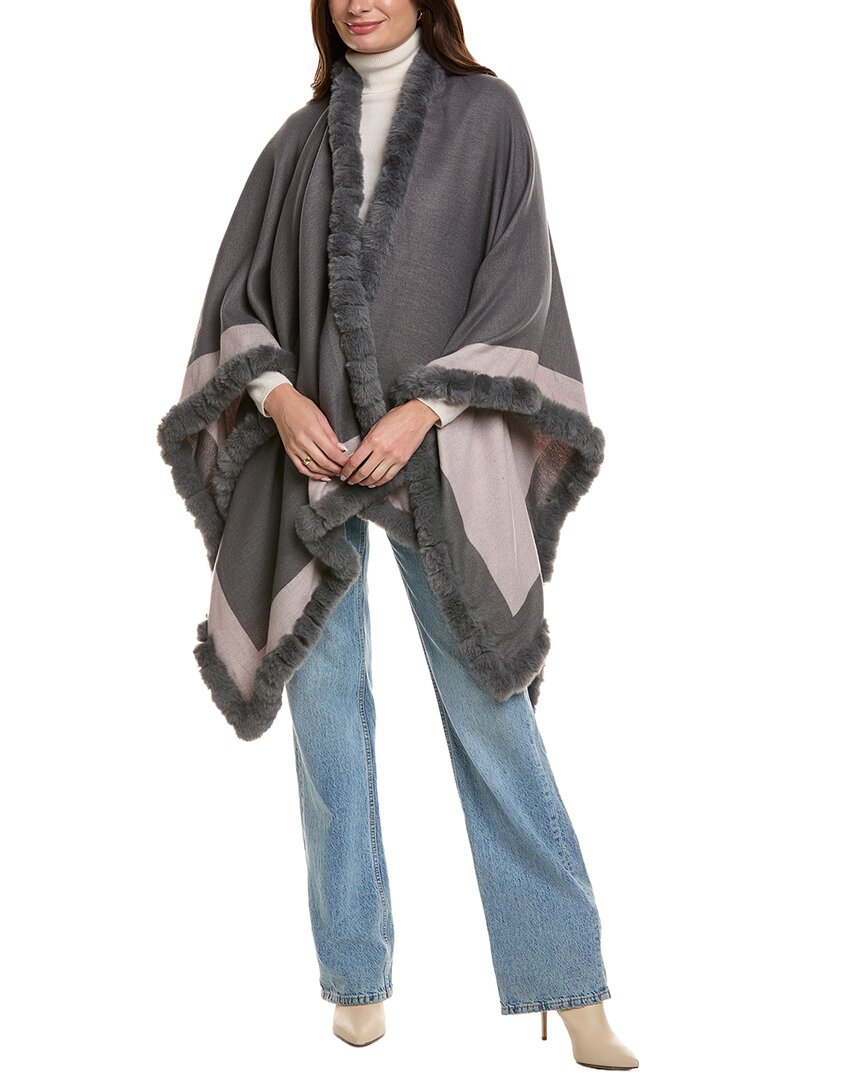 La Fiorentina Colorblocked Ruana In Gray