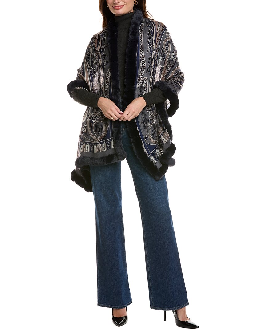 La Fiorentina Paisley Wool Wrap In Gray