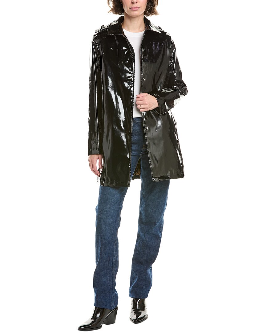 Jane Post Princess Slicker Trench Coat In Black