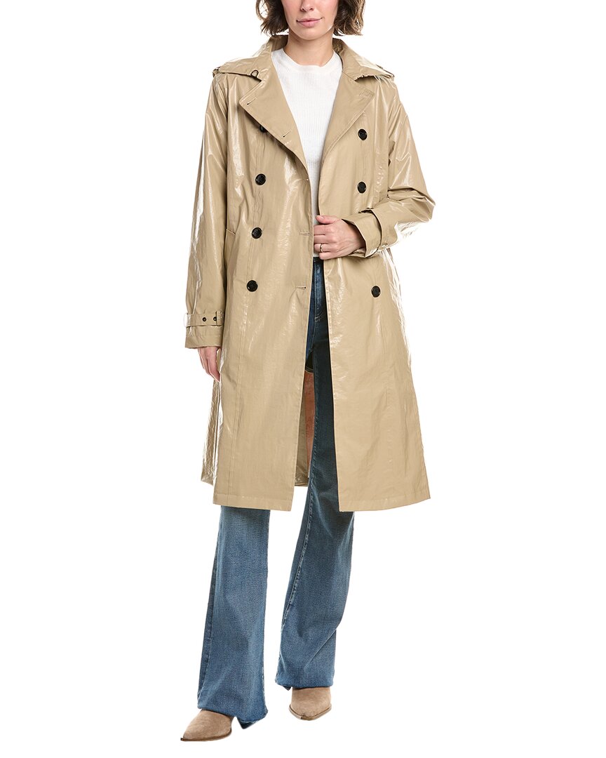 Jane Post Classic Slicker Trench Coat In Brown