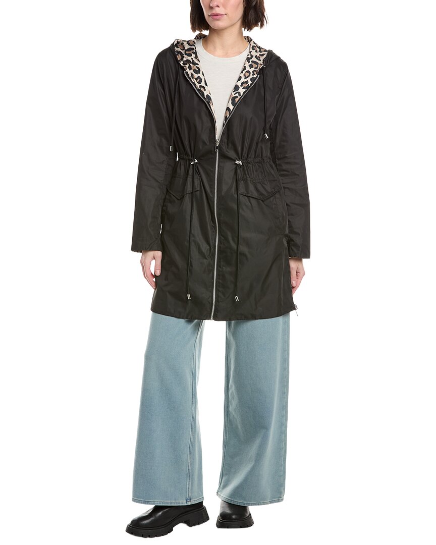 Ellen Tracy Reversible Rain Jacket In Black