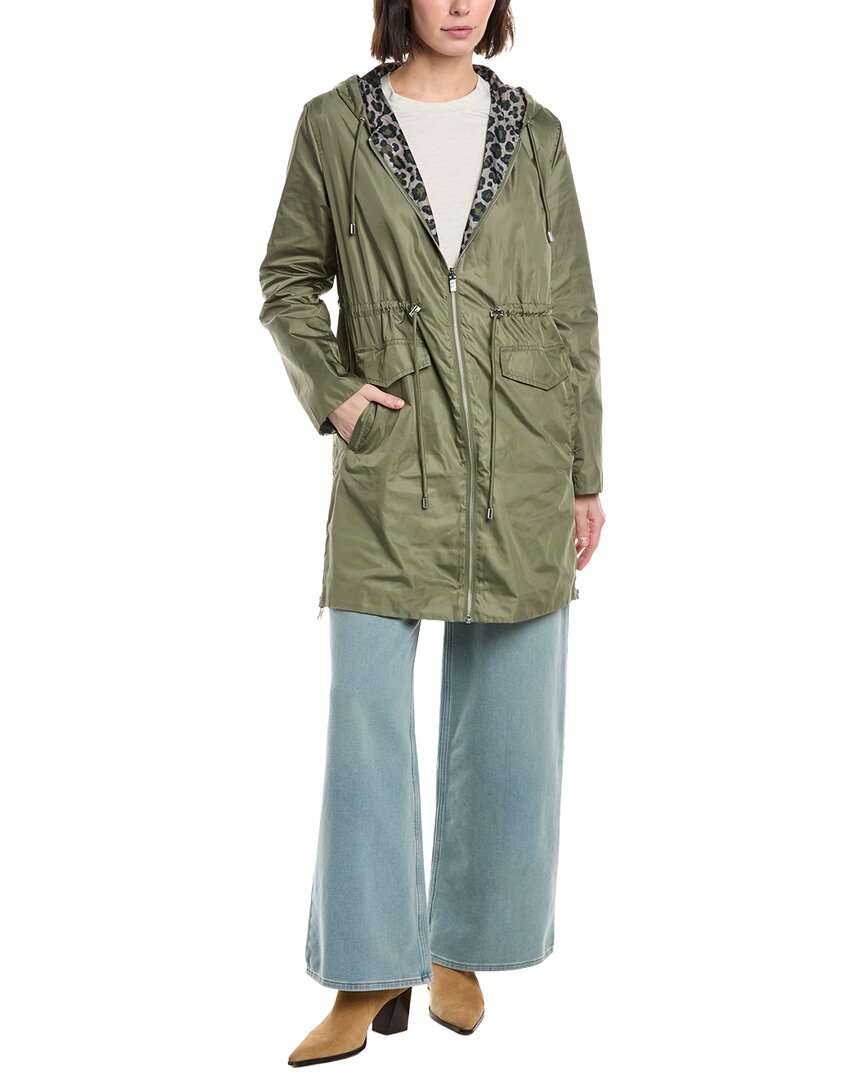 Ellen Tracy Reversible Rain Jacket In Green