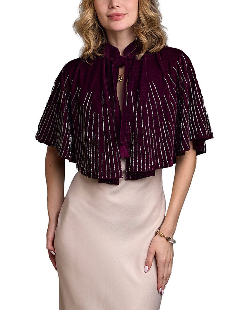 Saachi Velvet Crush Embellish Cape In Black