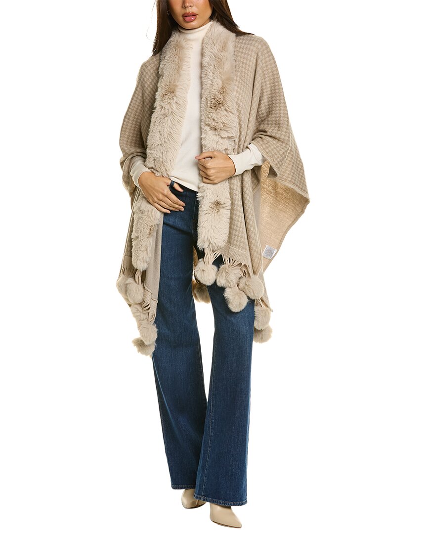 La Fiorentina Houndstooth Cape In Brown