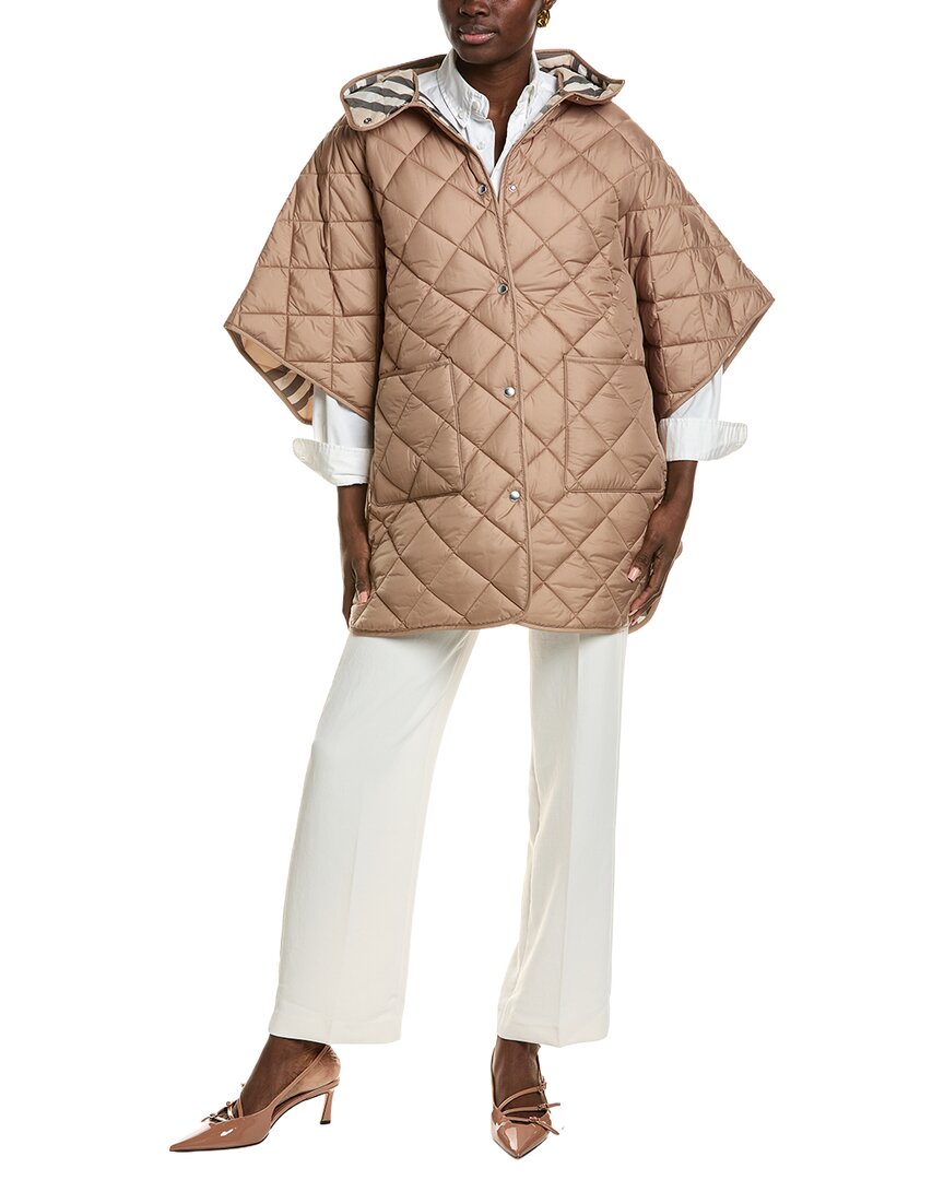 Burberry Dnu Pack  Quilted Snap Poncho In Brown
