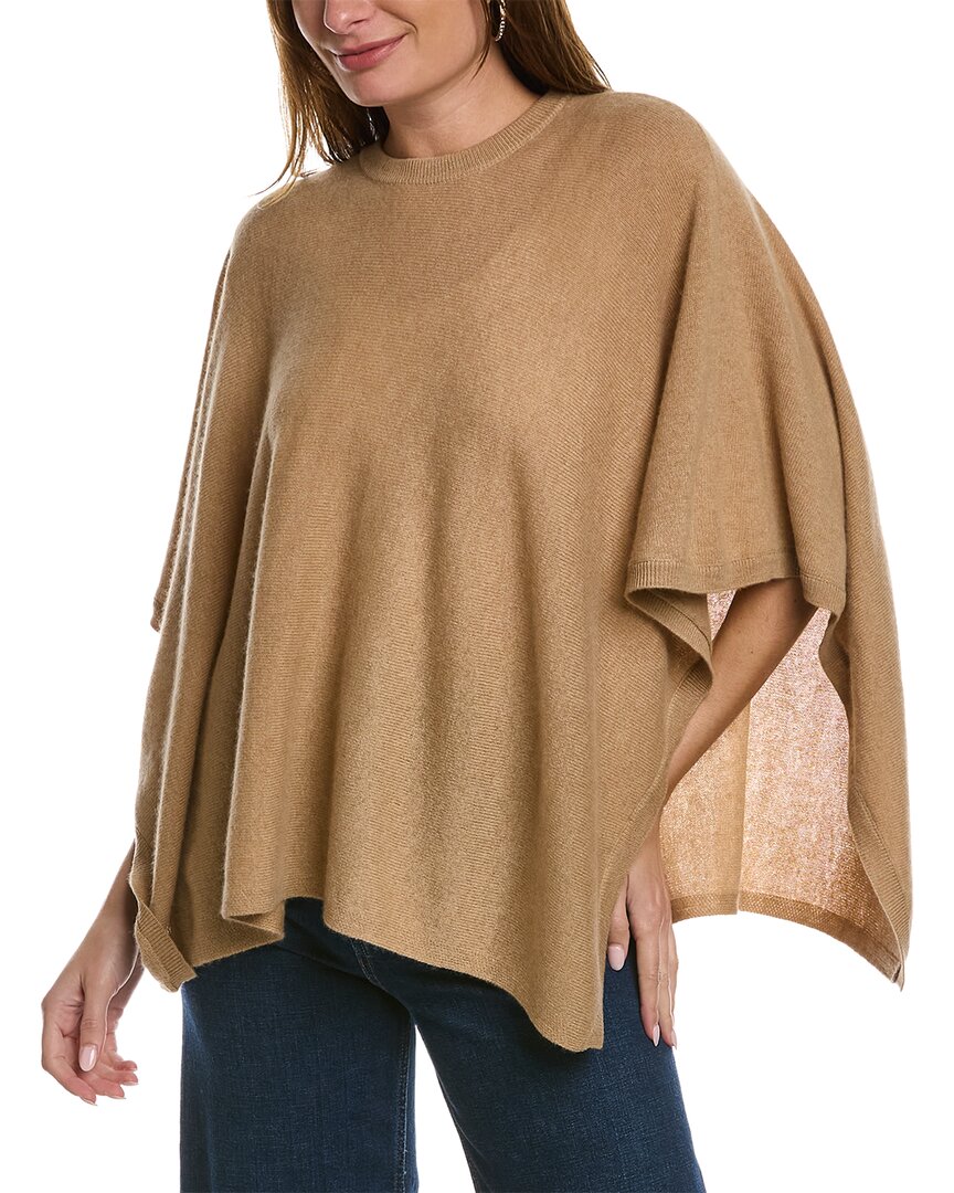 Amicale Cashmere Basic Cashmere Poncho In Brown