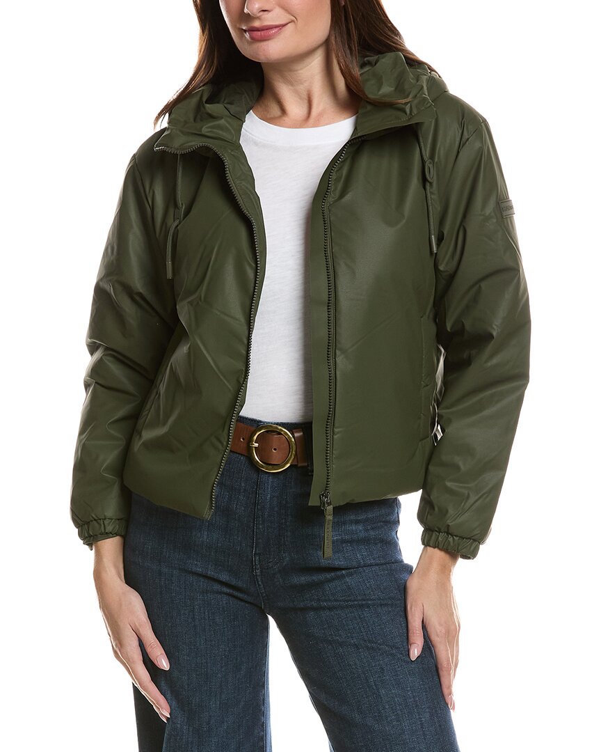 Hunter Leah Coated Cropped Rain Jacket In Green