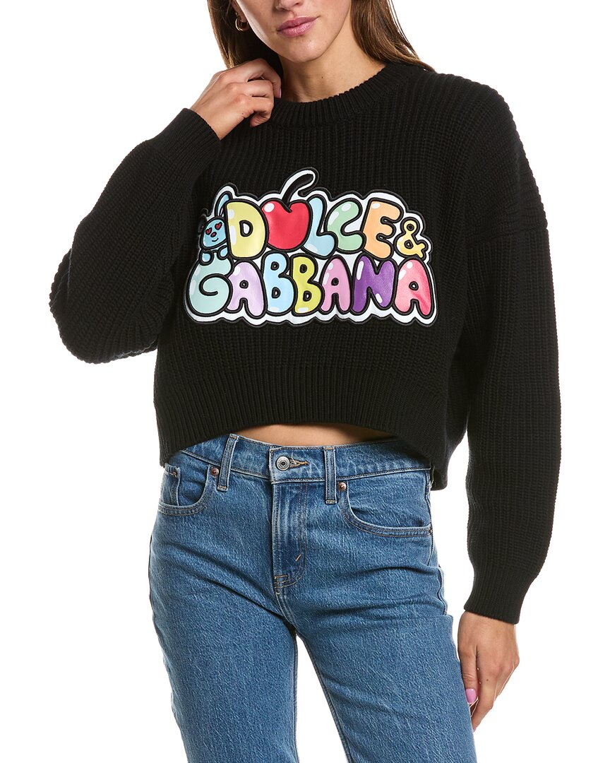 DOLCE & GABBANA DOLCE & GABBANA PATCH FRONT WOOL SWEATER