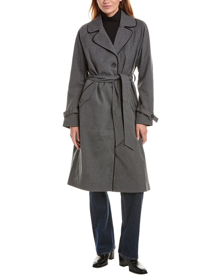 Via Spiga Gabardine Trench Coat In Gray
