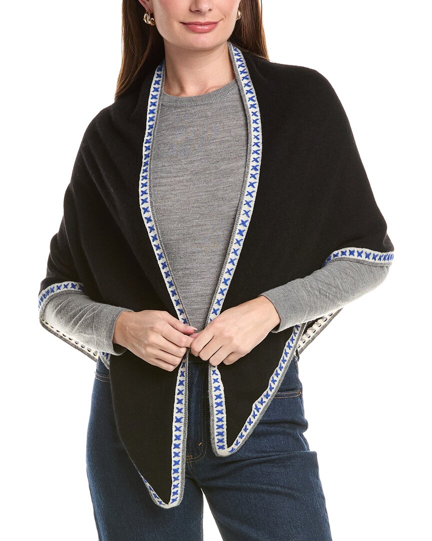 Forte Triangle 100% Cashmere Scarf Wrap In Black