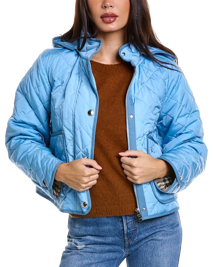 Burberry Diamond Quilted Jacket In Blue