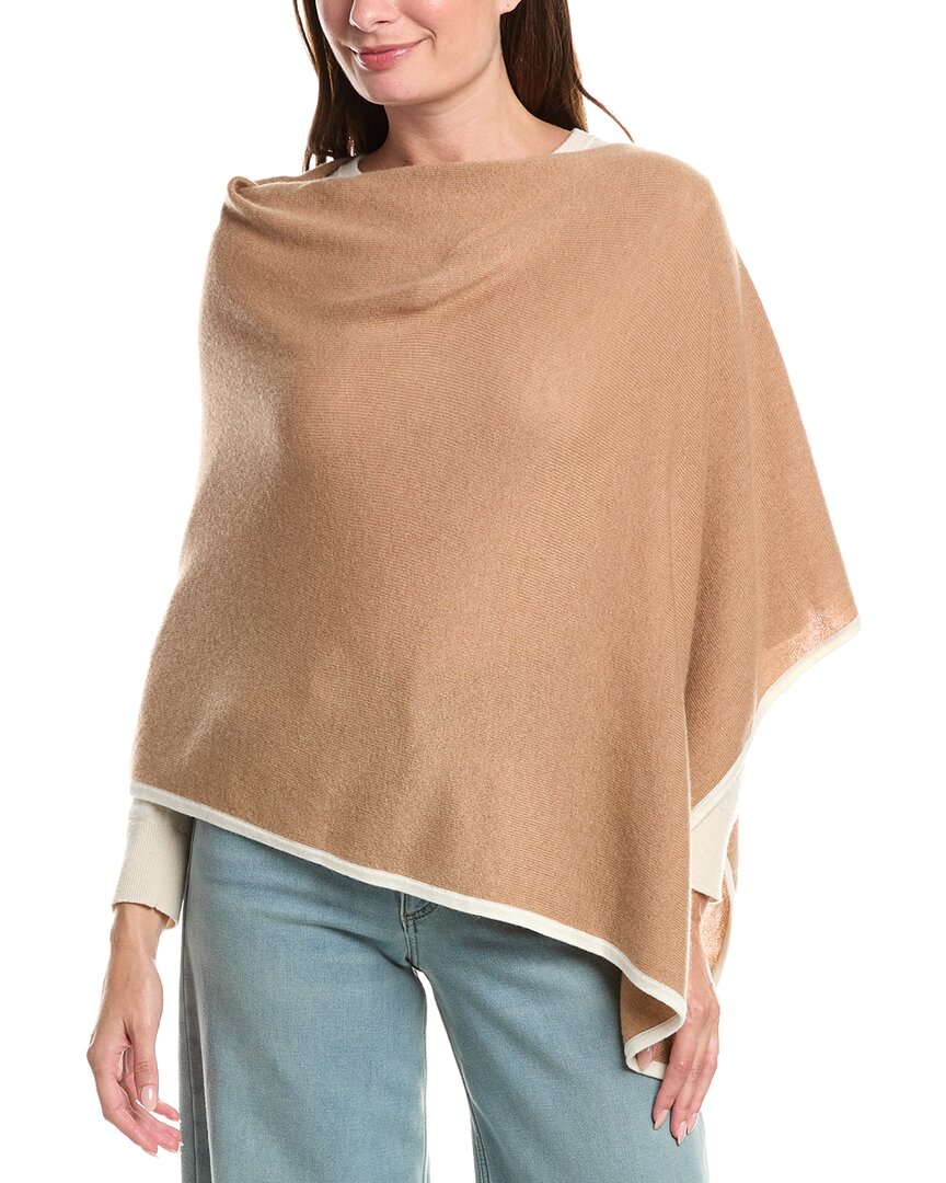 Sofia Cashmere Sofiacashmere Tipped Cashmere-blend Poncho In Brown