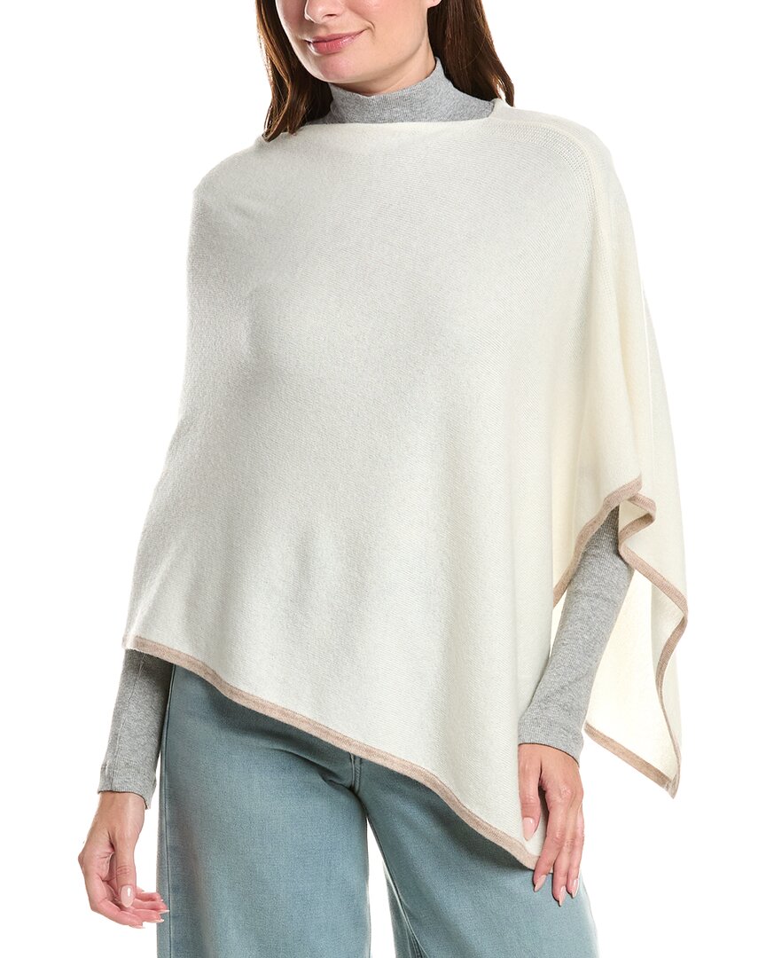 Sofia Cashmere Sofiacashmere Tipped Cashmere-blend Poncho In White
