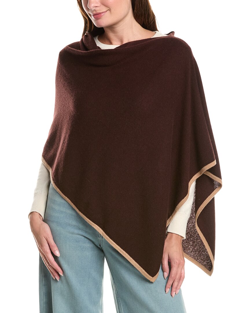 Sofia Cashmere Sofiacashmere Tipped Cashmere-blend Poncho In Brown