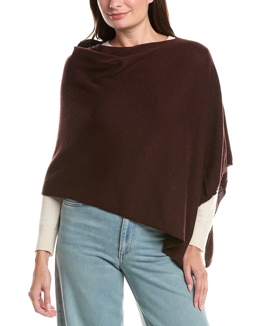 Sofia Cashmere Sofiacashmere Jersey Solid Wool & Cashmere-blend Poncho In Brown