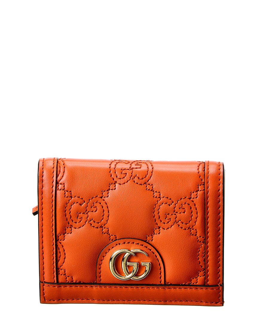 Gucci Gg Marmont Matelasse Leather Card Case In Orange