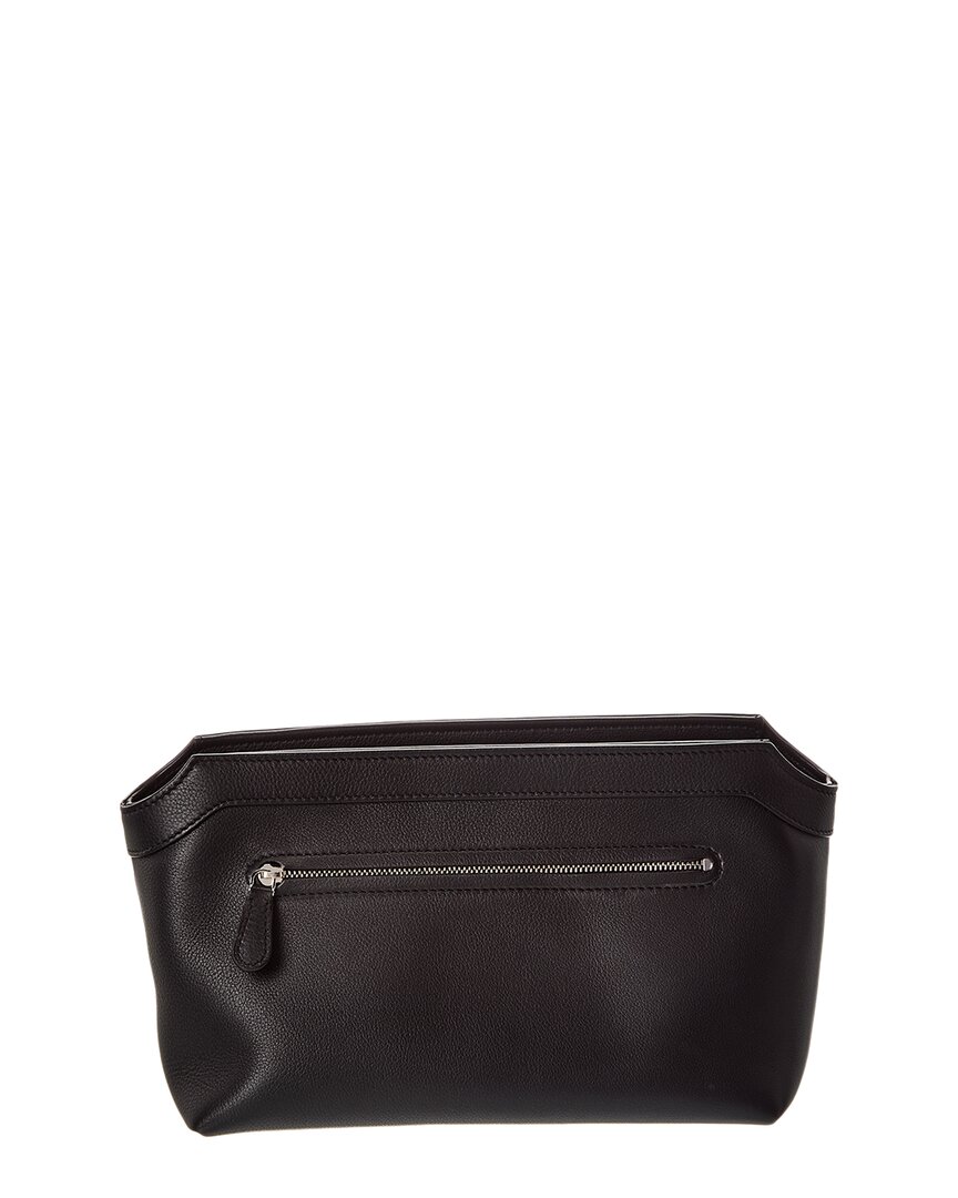 The Row Dnu Inv Terrasse Zipped Leather Vanity Bag In Black