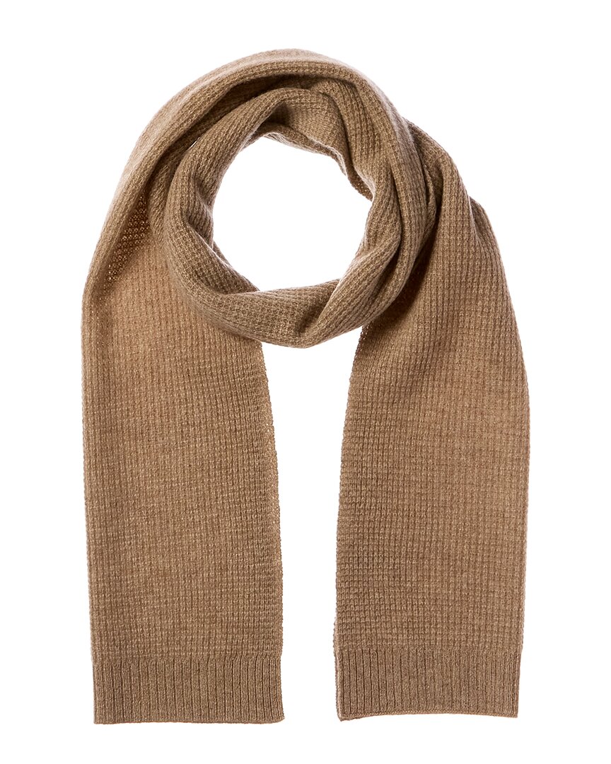 Hannah Rose Waffle Stitch Cashmere Scarf In Brown