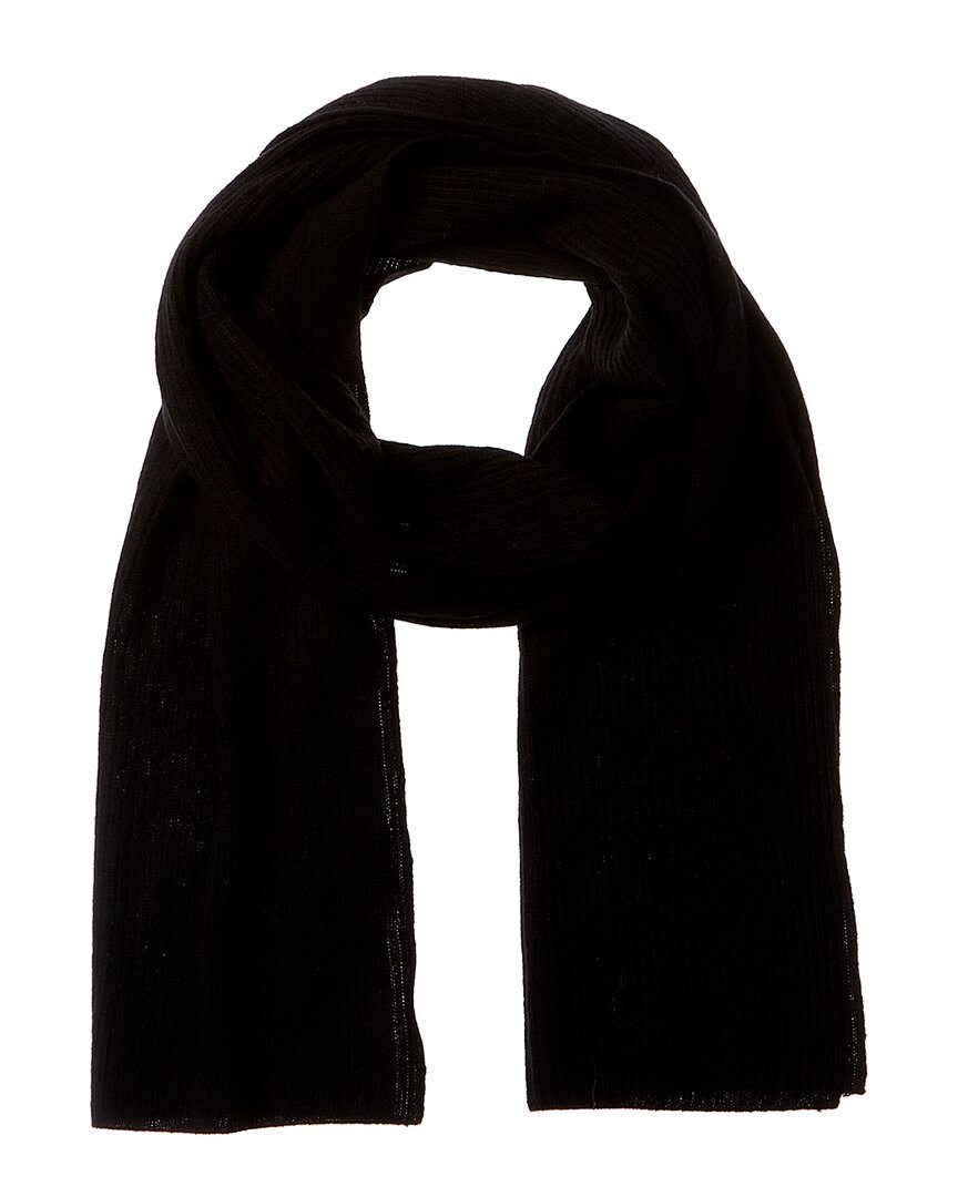 Hannah Rose Ribbed Cashmere Scarf In Black