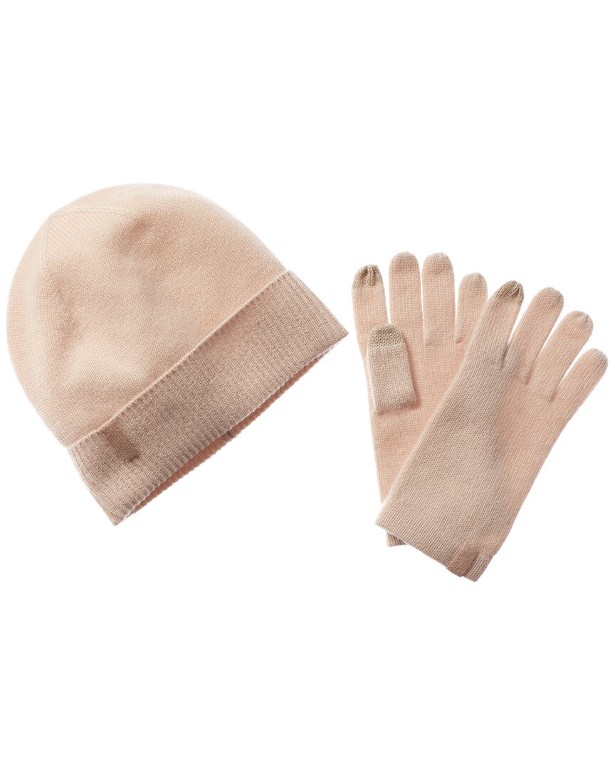 Shop Amicale Cashmere Cashmere Hat & Gloves Set In Green