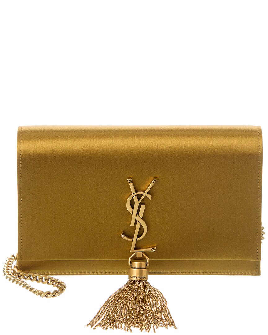 Saint Laurent Kate Satin Wallet On Chain In Gold