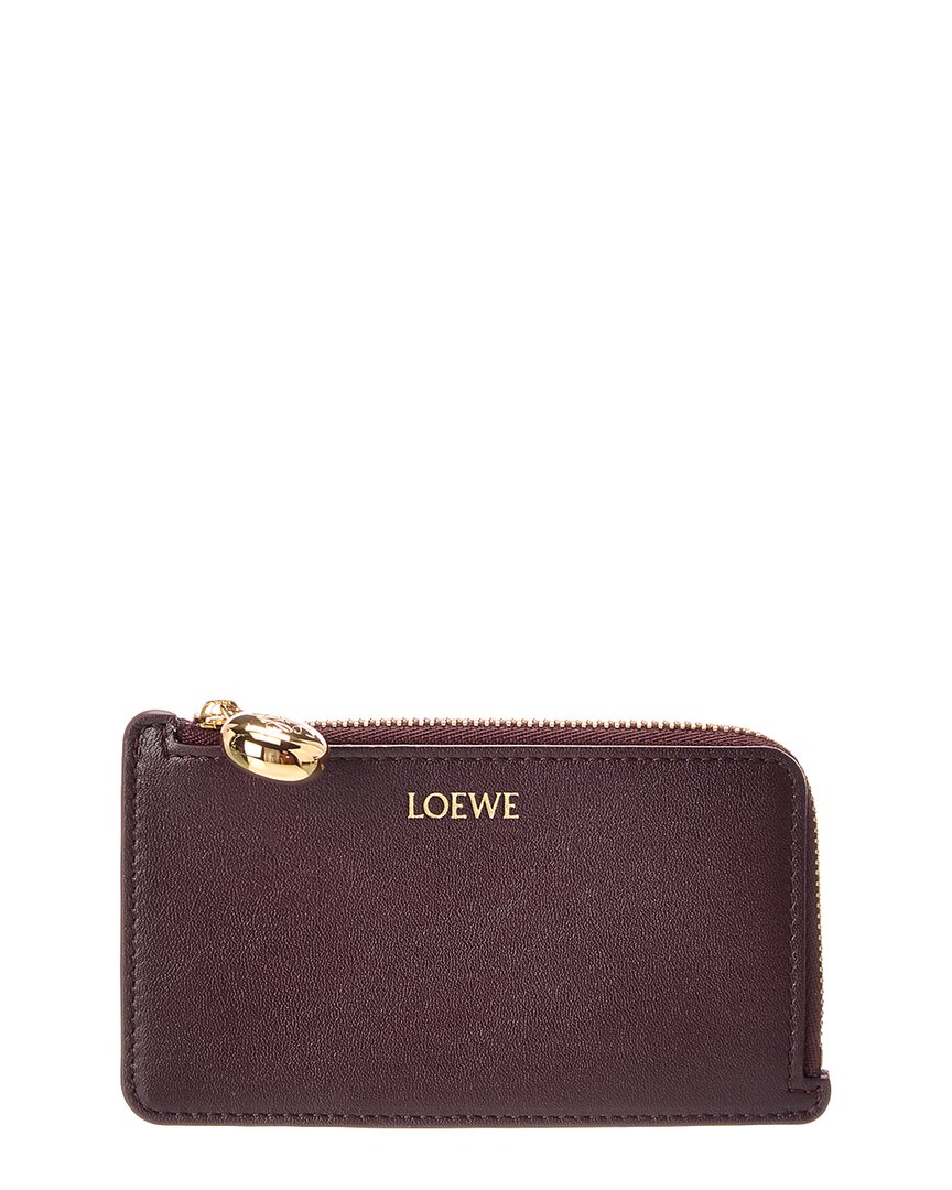 Loewe Pebble Coin Leather Card Holder In Red