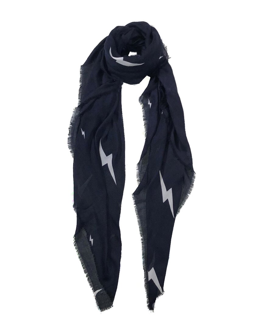 Blue Pacific Tissue Cashmere-blend Lightning Bolts Scarf In Blue