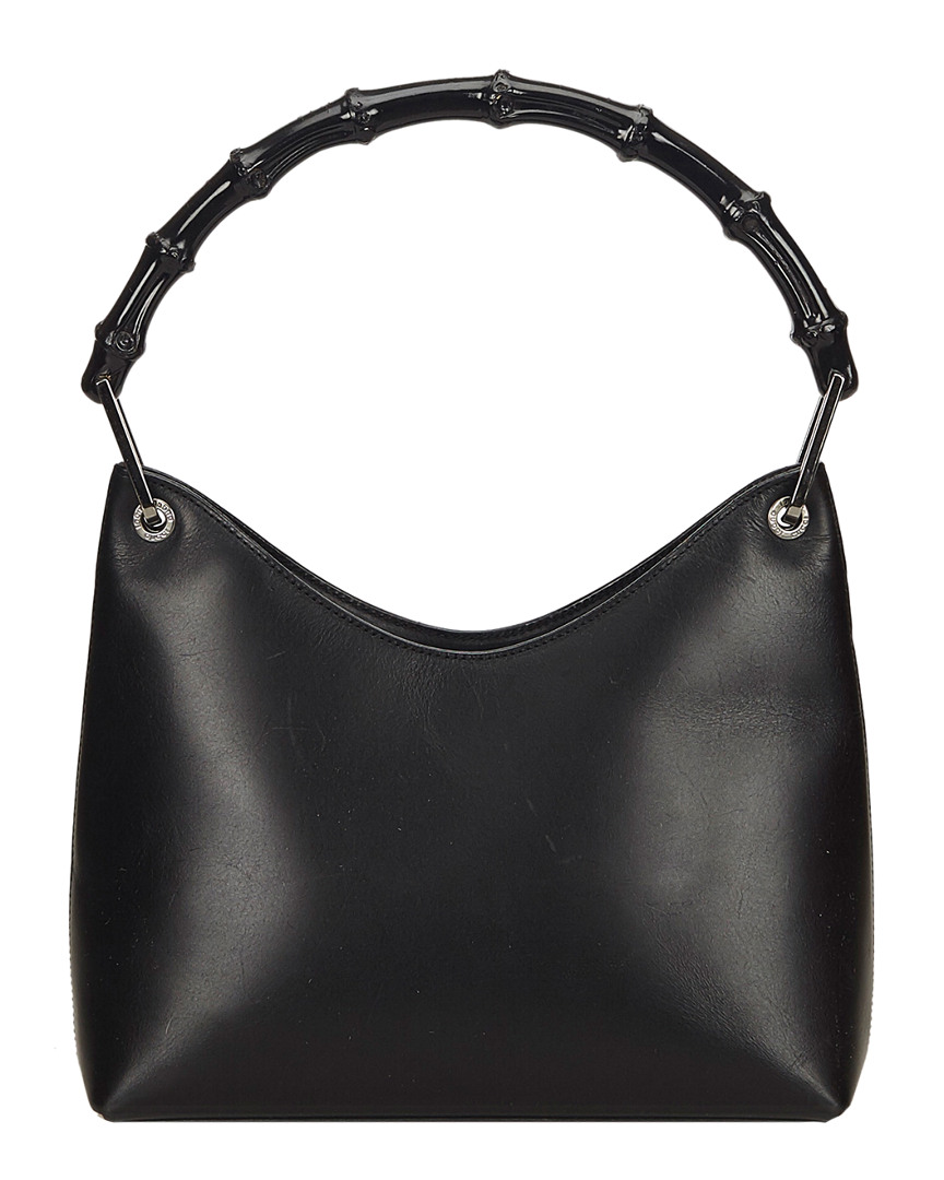 Gucci Black Leather Bamboo Shoulder Bag