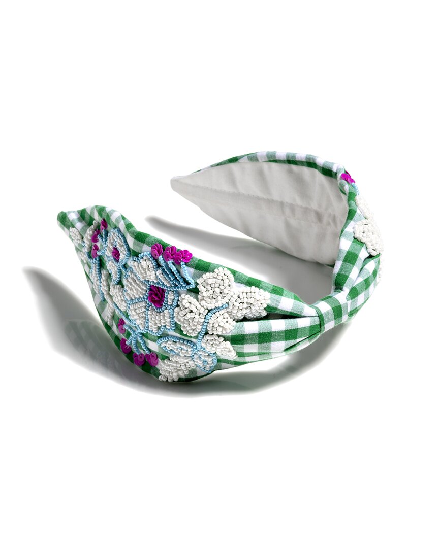 Shiraleah Embellished Check Wide Headband In Green