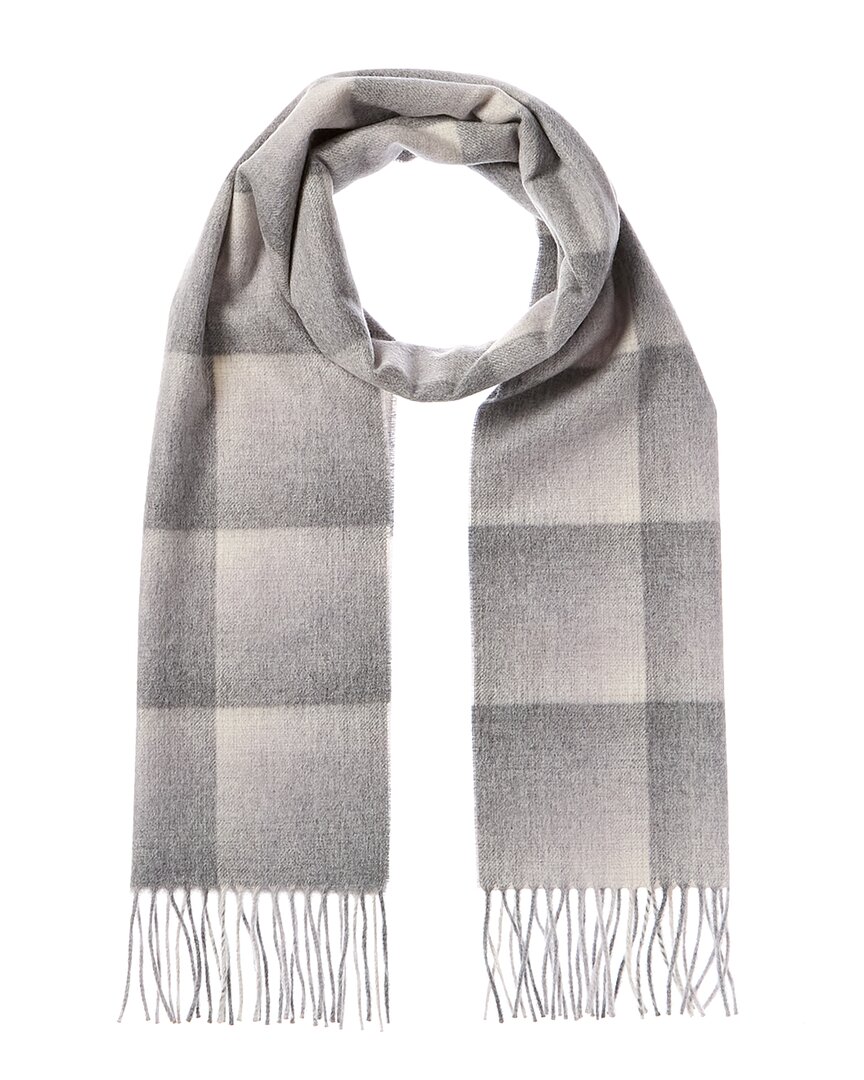 Amicale Cashmere Ombre Grid Cashmere Scarf In Grey