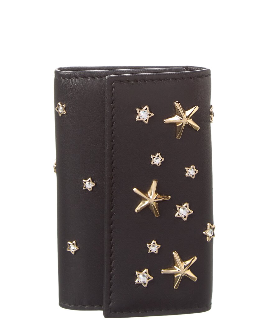 Jimmy Choo Neptune Leather Key Case In Black